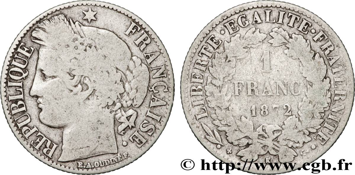 1 franc Cérès, IIIe République 1872 Bordeaux F.216/6 q.MB 