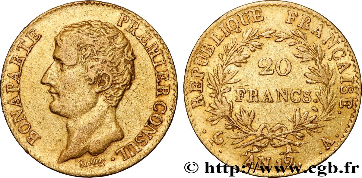 20 francs or Bonaparte Premier Consul 1804 Paris F.510/2 XF 