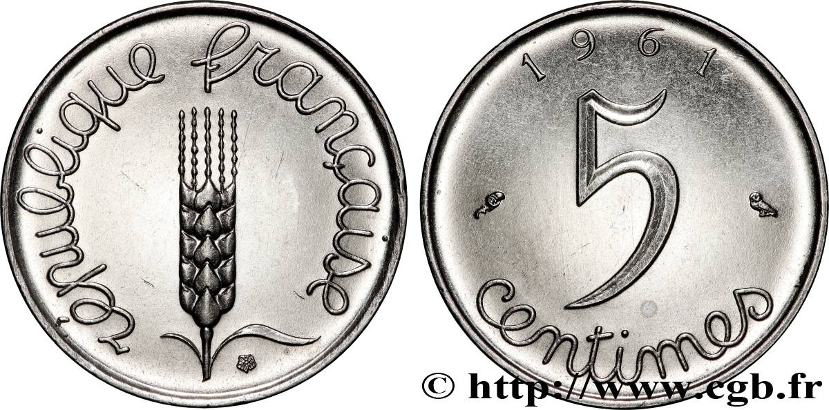 5 centimes Épi 1961  F.124/3 SPL 
