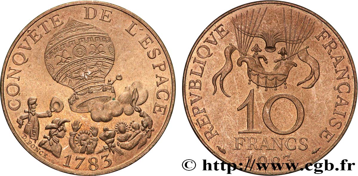 10 francs Conquête de l’Espace, Tranche A 1983  F.367/2 MS 