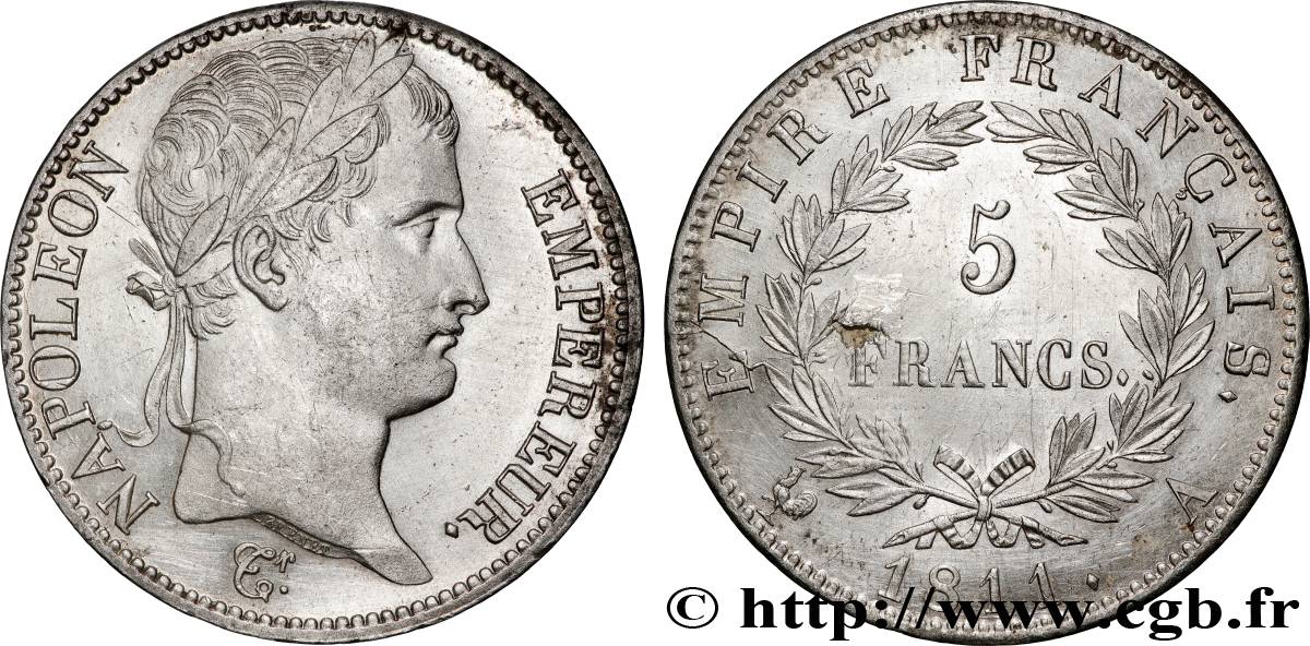 5 francs Napoléon Empereur, Empire français 1811 Paris F.307/27 MBC+ 