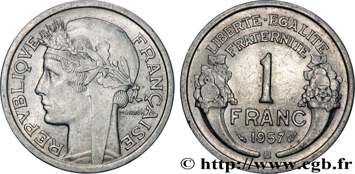 1 franc Morlon, légère 1957 Beaumont-Le-Roger F.221/20 VZ+ 