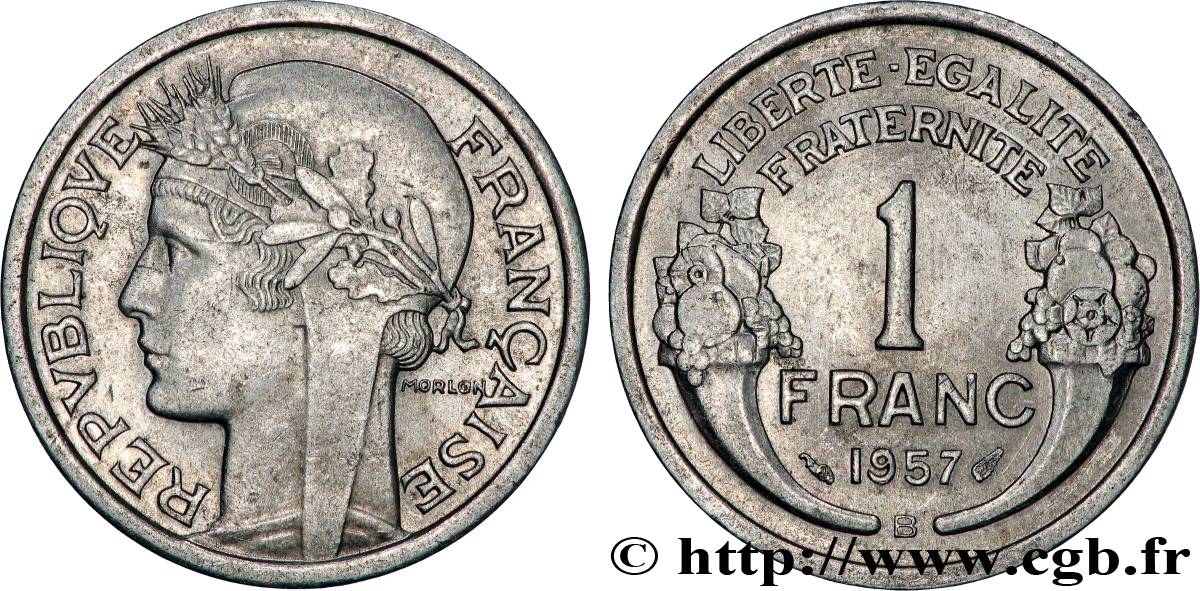 1 franc Morlon, légère 1957 Beaumont-Le-Roger F.221/20 SPL+ 