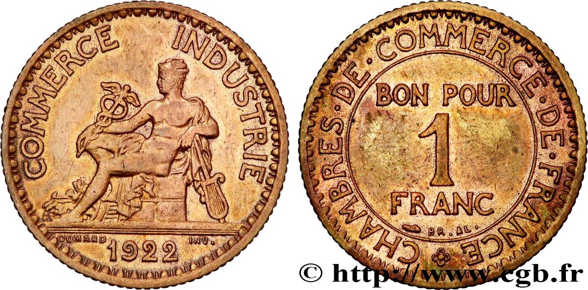 1 franc Chambres de Commerce 1922 Paris F.218/4 fVZ 