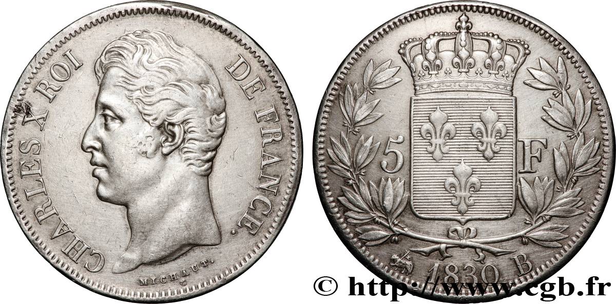 5 francs Charles X, 2e type 1830 Rouen F.311/41 TTB 