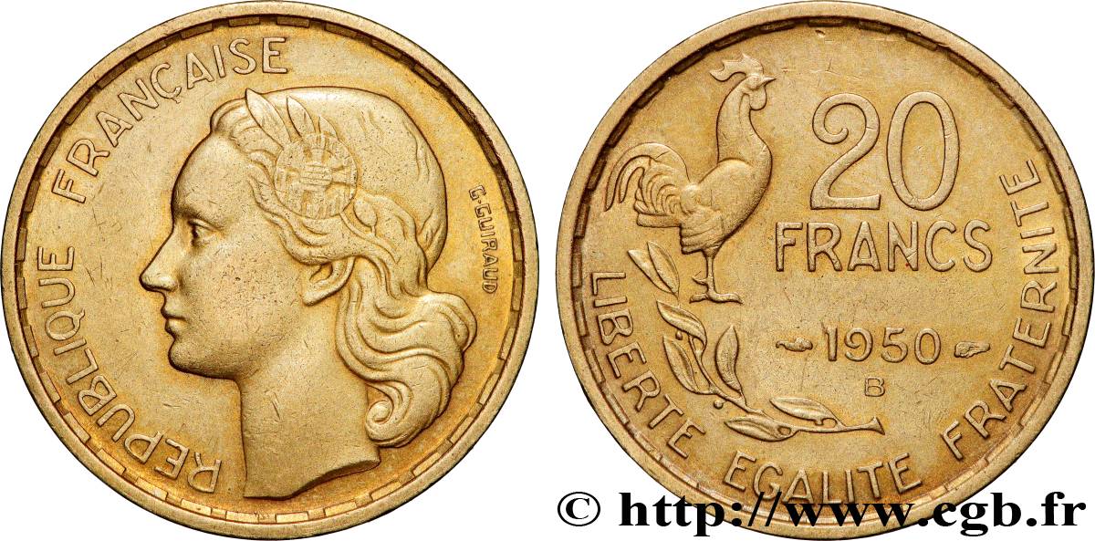 20 francs G. Guiraud 1950 Beaumont-Le-Roger F.402/4 AU 