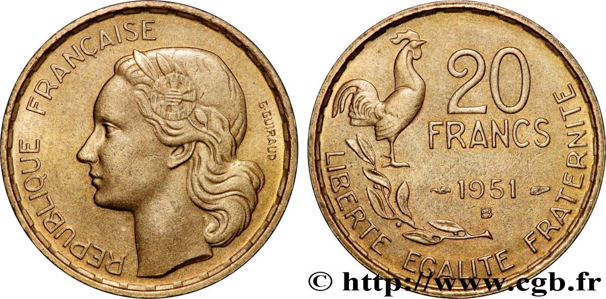 20 francs G. Guiraud 1951 Beaumont-Le-Roger F.402/8 AU 