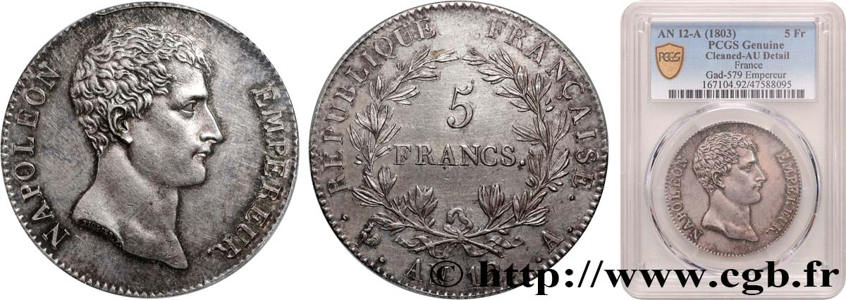 5 francs Napoléon Empereur, type intermédiaire 1804 Paris F.302/1 TTB+ PCGS