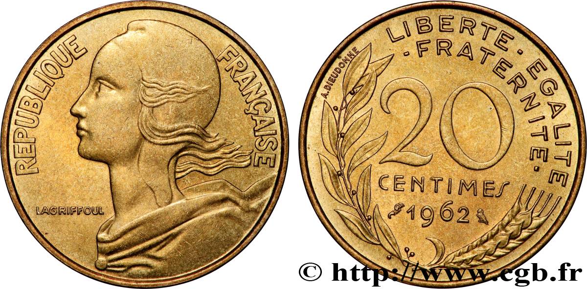 20 centimes Marianne 1962 Paris F.156/2 AU 