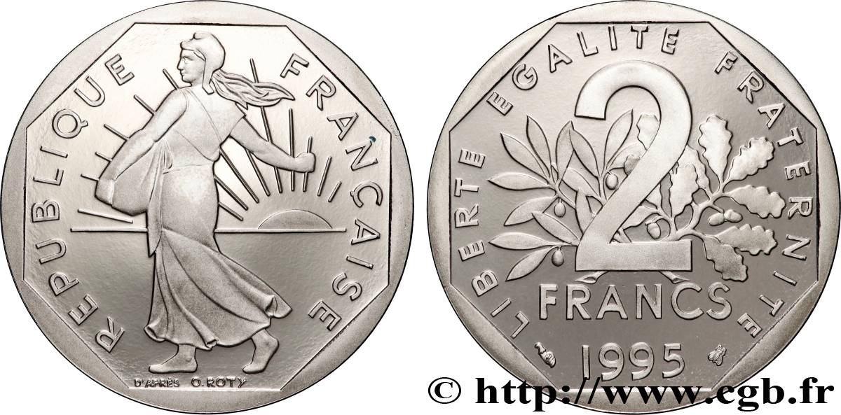 2 francs Semeuse, nickel, Belle Épreuve 1995 Pessac F.272/23 var. MS 