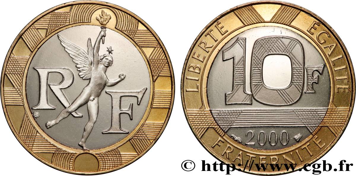 10 francs Génie de la Bastille, BE (Belle Épreuve) 2000 Pessac F.375/17 var. ST 