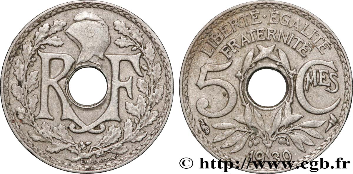 5 centimes Lindauer, petit module 1930 Paris F.122/13 AU 