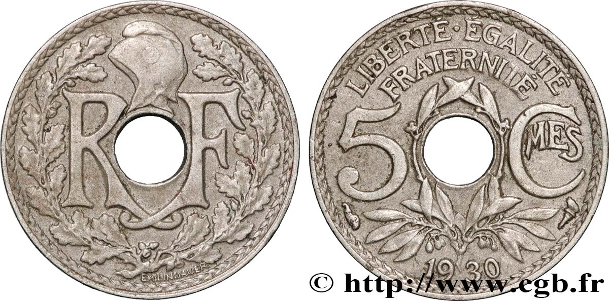 5 centimes Lindauer, petit module 1930 Paris F.122/13 SUP 