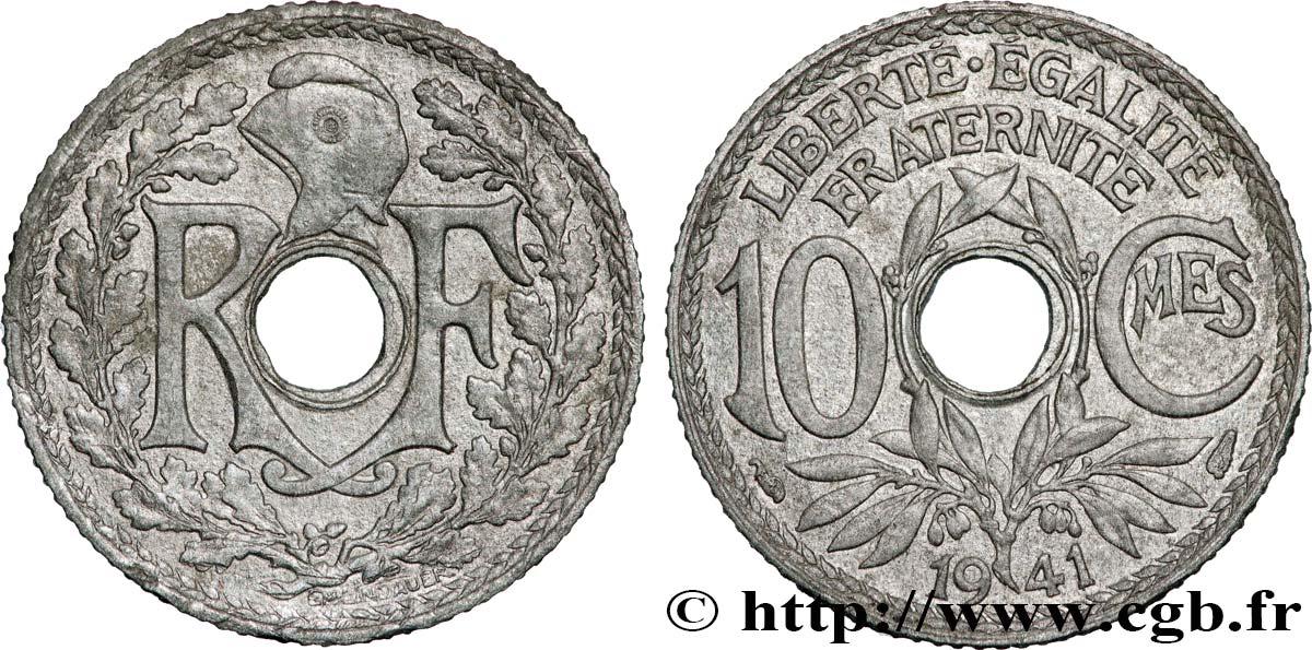 10 centimes Lindauer en zinc, Cmes non souligné et millésime sans points 1941  F.140A/1 TTB 