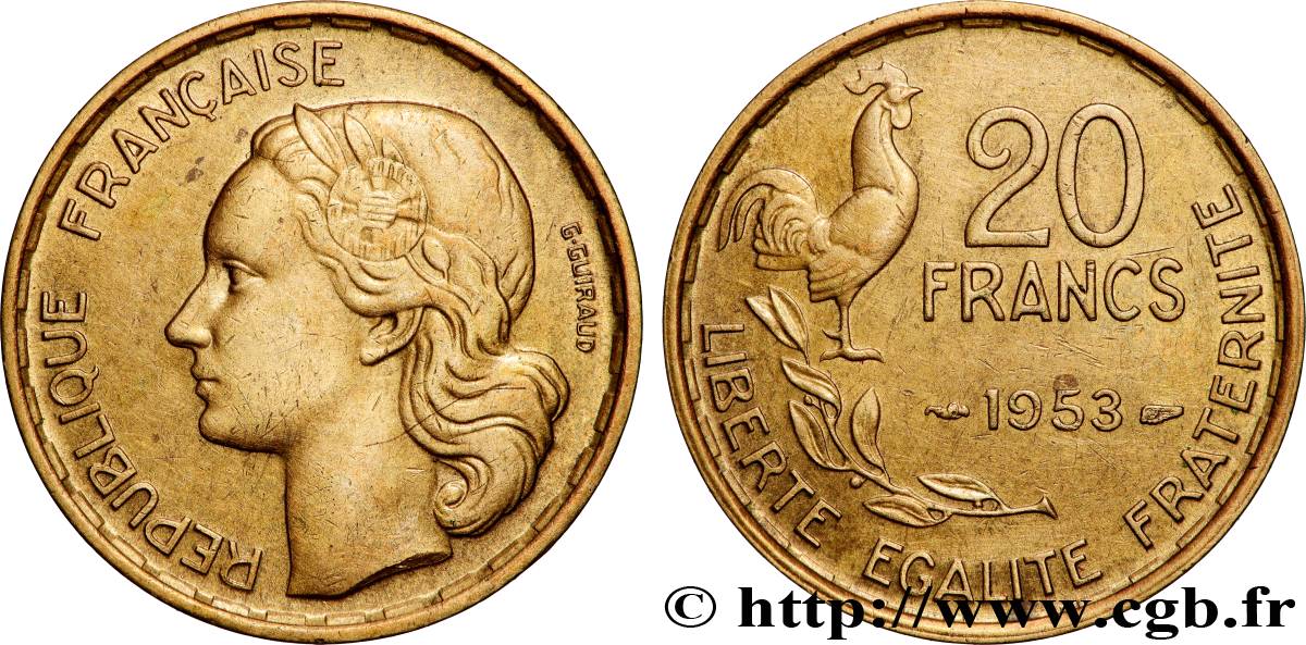 20 francs G. Guiraud 1953  F.402/11 AU 