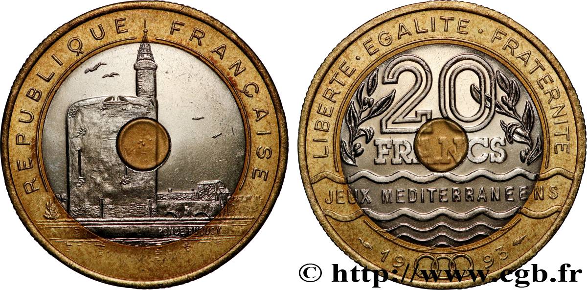 20 francs Jeux Méditerranéens 1993 Pessac F.404/2 AU 