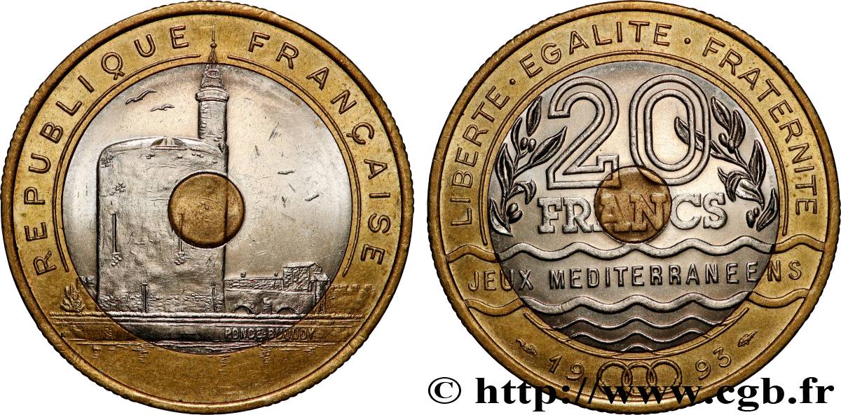 20 francs Jeux Méditerranéens 1993 Pessac F.404/2 TTB+ 