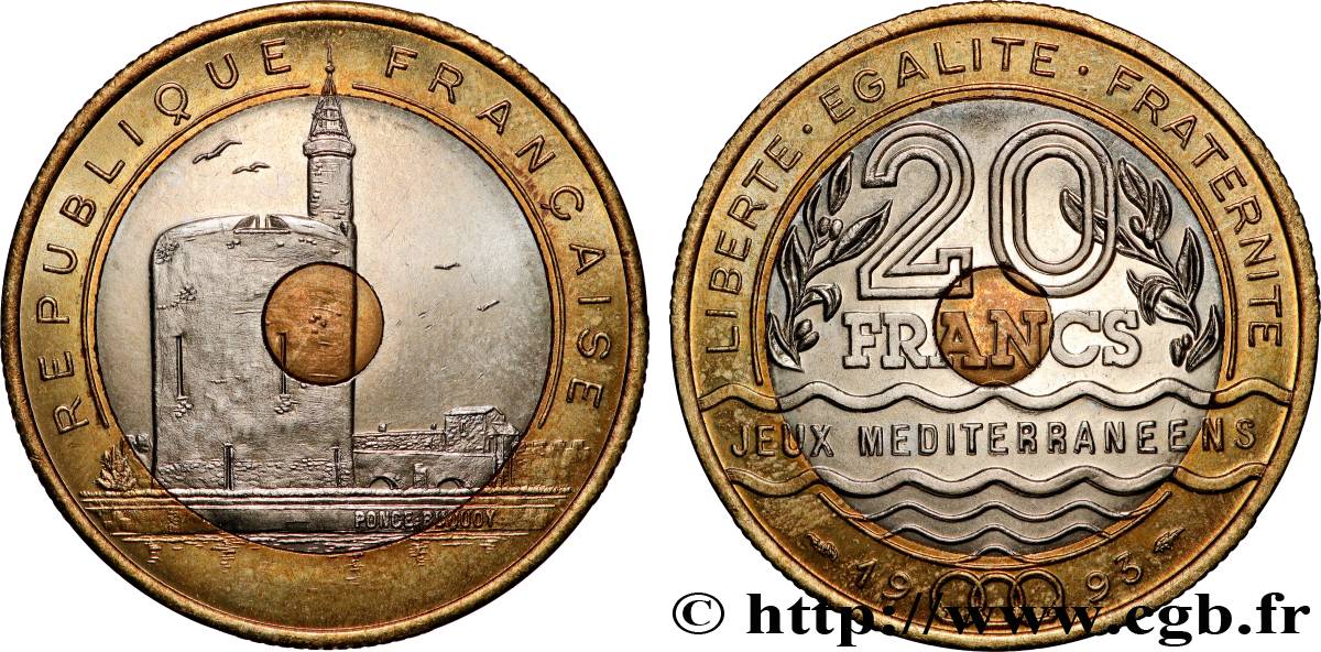 20 francs Jeux Méditerranéens 1993 Pessac F.404/2 TTB+ 