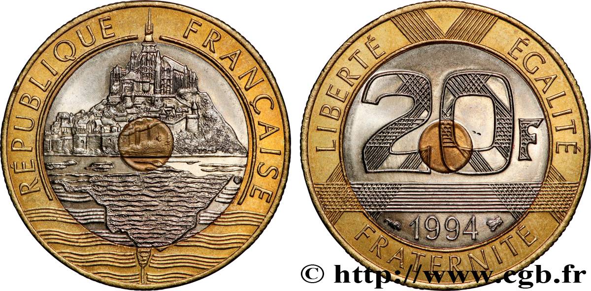 20 francs Mont Saint-Michel, différent abeille 1994 Pessac F.403/10 SUP 