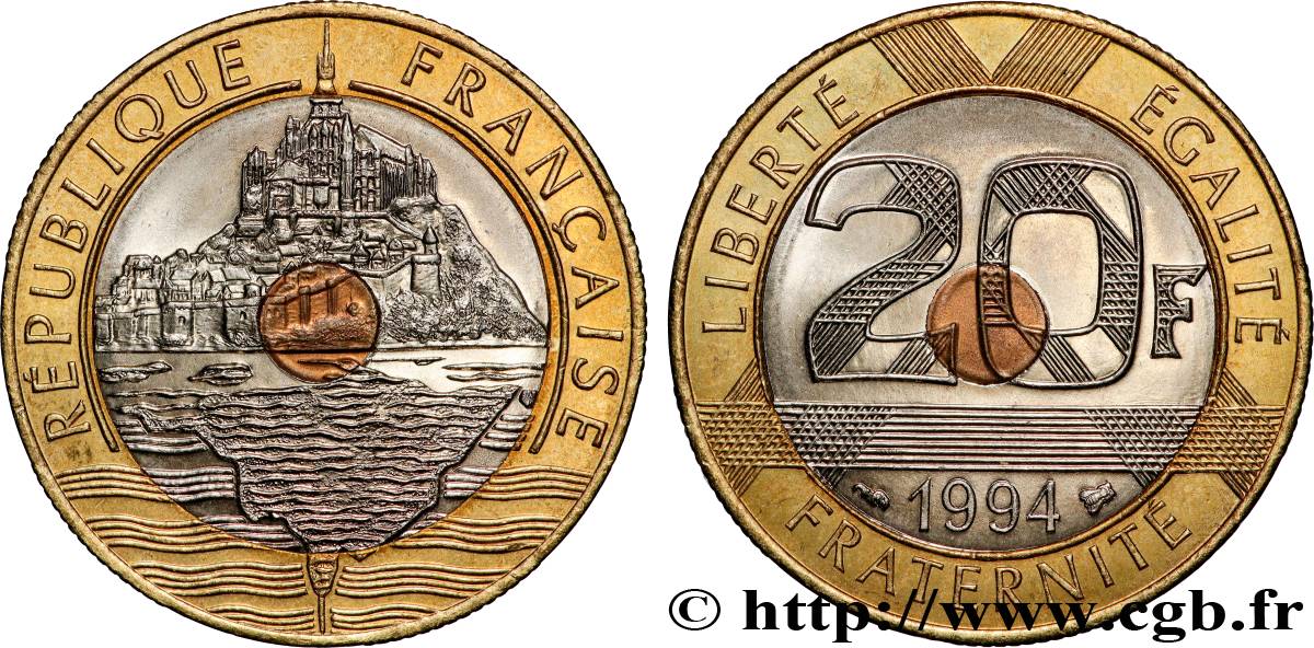20 francs Mont Saint-Michel, différent abeille 1994 Pessac F.403/10 SUP 
