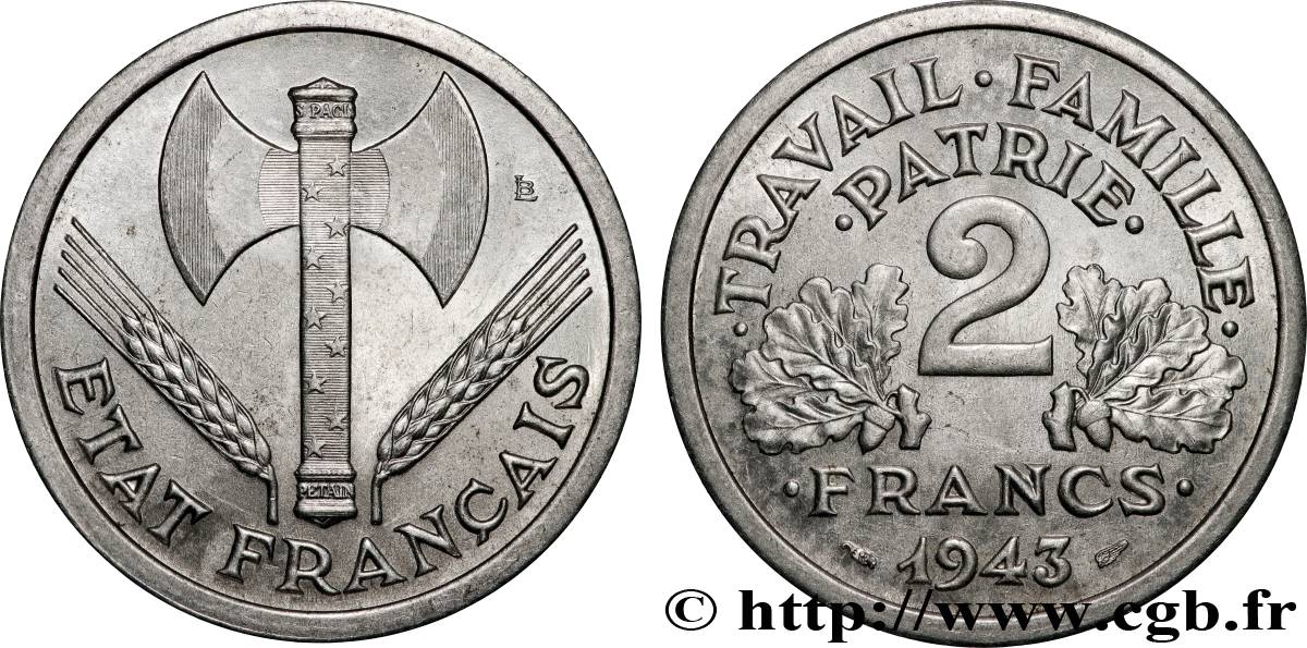 2 francs Francisque 1943  F.270/2 MS 