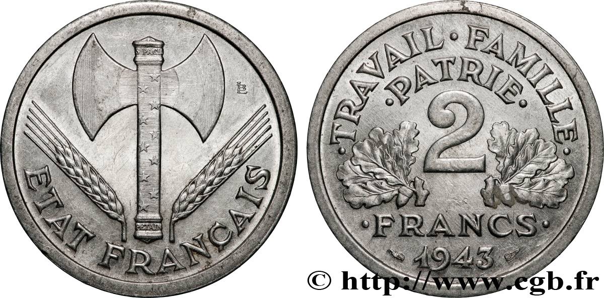 2 francs Francisque 1943  F.270/2 MS 