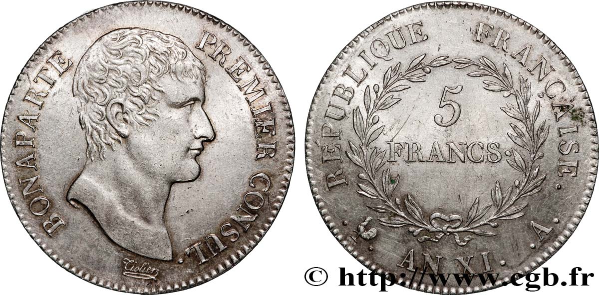 5 francs Bonaparte Premier Consul 1803 Paris F.301/1 VZ 