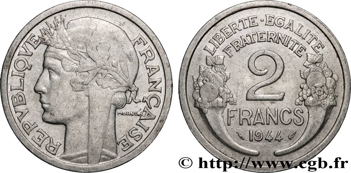 2 francs Morlon, aluminium 1944  F.269/4 fVZ 