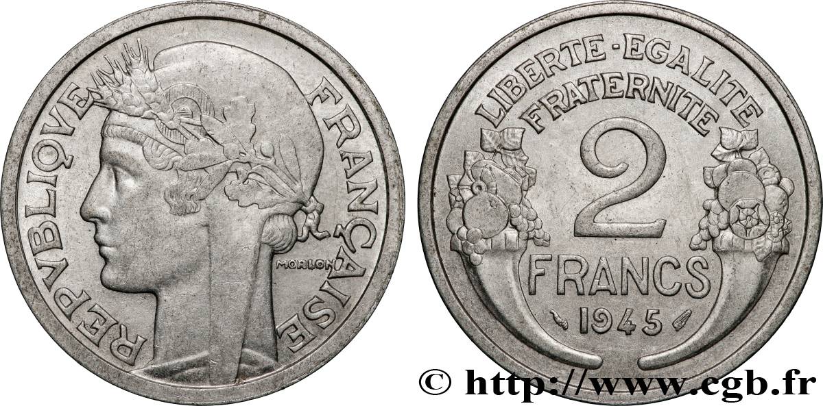 2 francs Morlon, aluminium 1945  F.269/5 TTB+ 