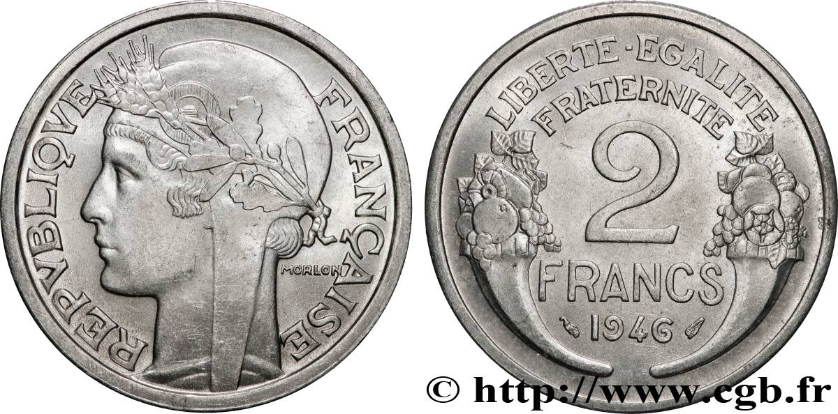 2 francs Morlon, aluminium 1946  F.269/8 VZ 