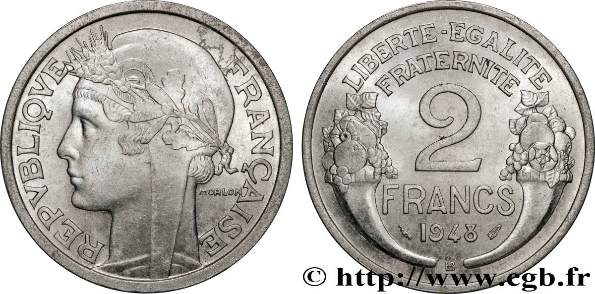 2 francs Morlon, aluminium 1948 Beaumont-Le-Roger F.269/13 AU 