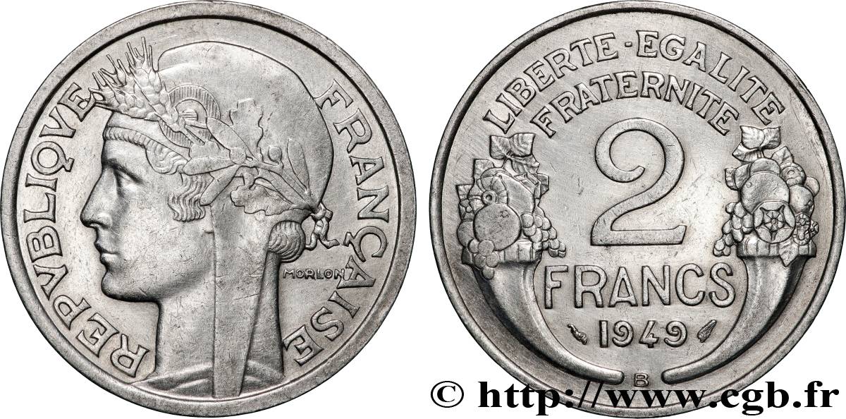 2 francs Morlon, aluminium 1949 Beaumont-Le-Roger F.269/15 var. SUP+ 