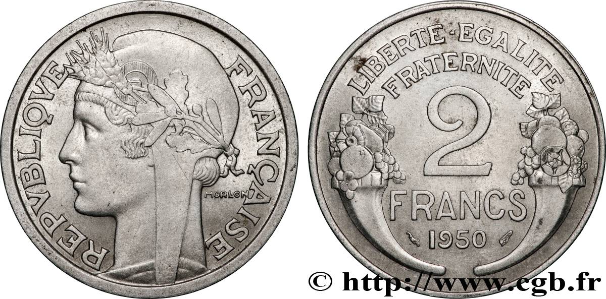 2 francs Morlon, aluminium 1950  F.269/16 MS 