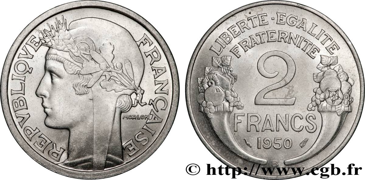 2 francs Morlon, aluminium 1950 Beaumont-Le-Roger F.269/17 SUP+ 