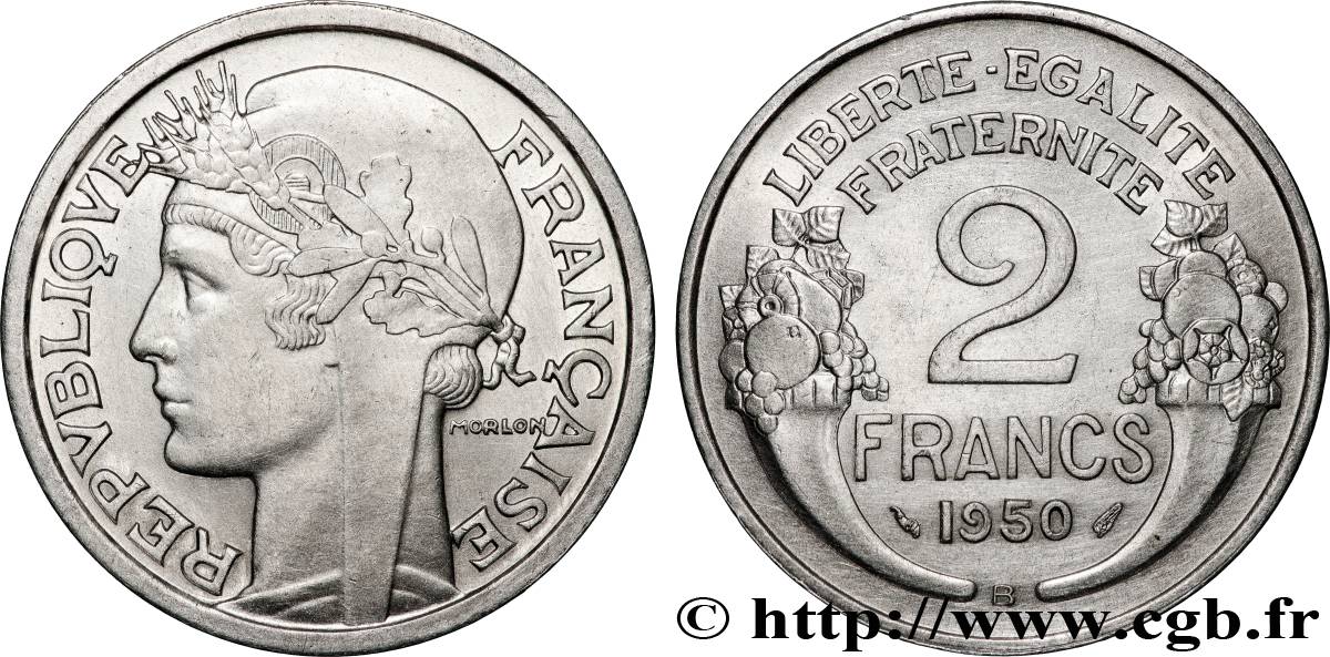 2 francs Morlon, aluminium 1950 Beaumont-Le-Roger F.269/17 VZ+ 