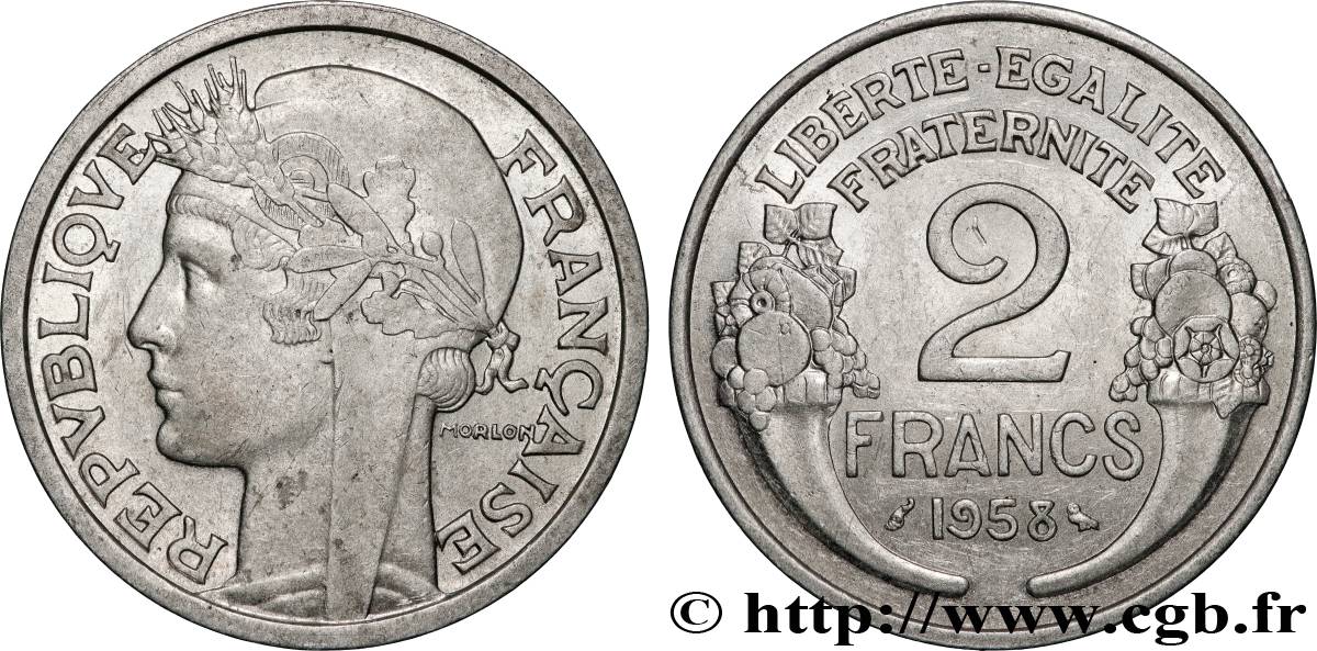 2 francs Morlon, aluminium 1958  F.269/18 MS 