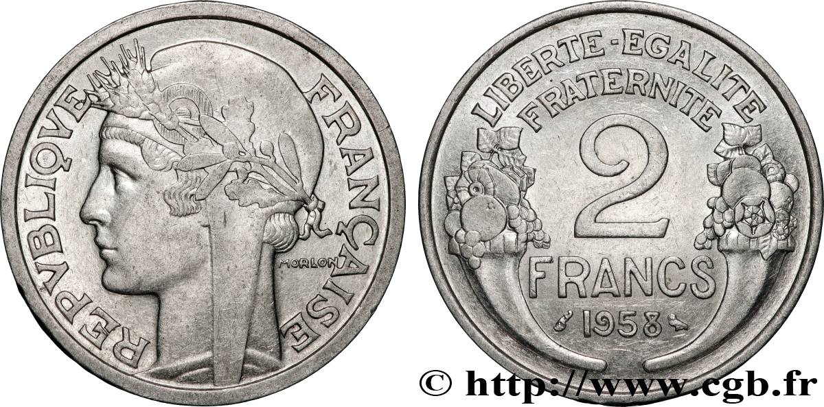 2 francs Morlon, aluminium 1958  F.269/18 SUP+ 