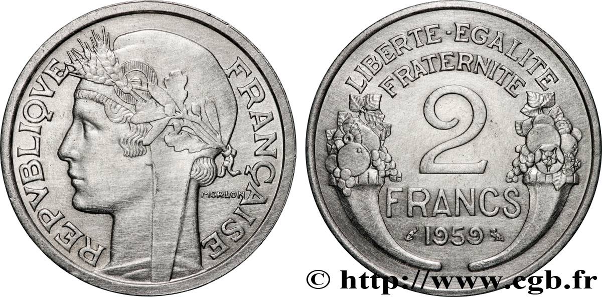 2 francs Morlon, aluminium 1959  F.269/19 SUP+ 