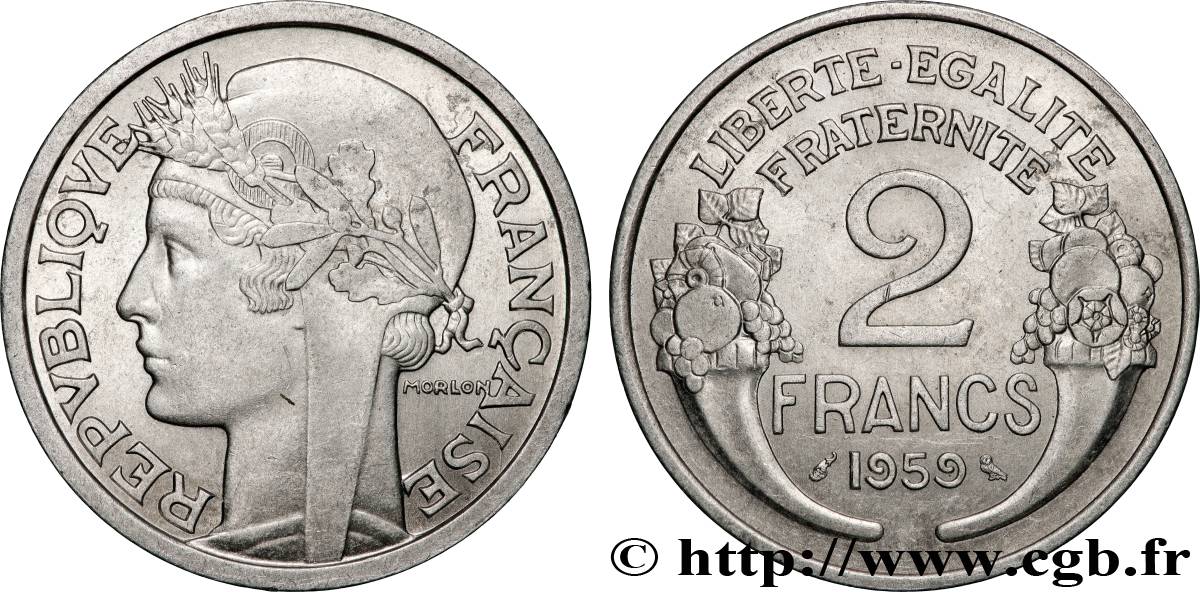 2 francs Morlon, aluminium 1959  F.269/19 SPL+ 