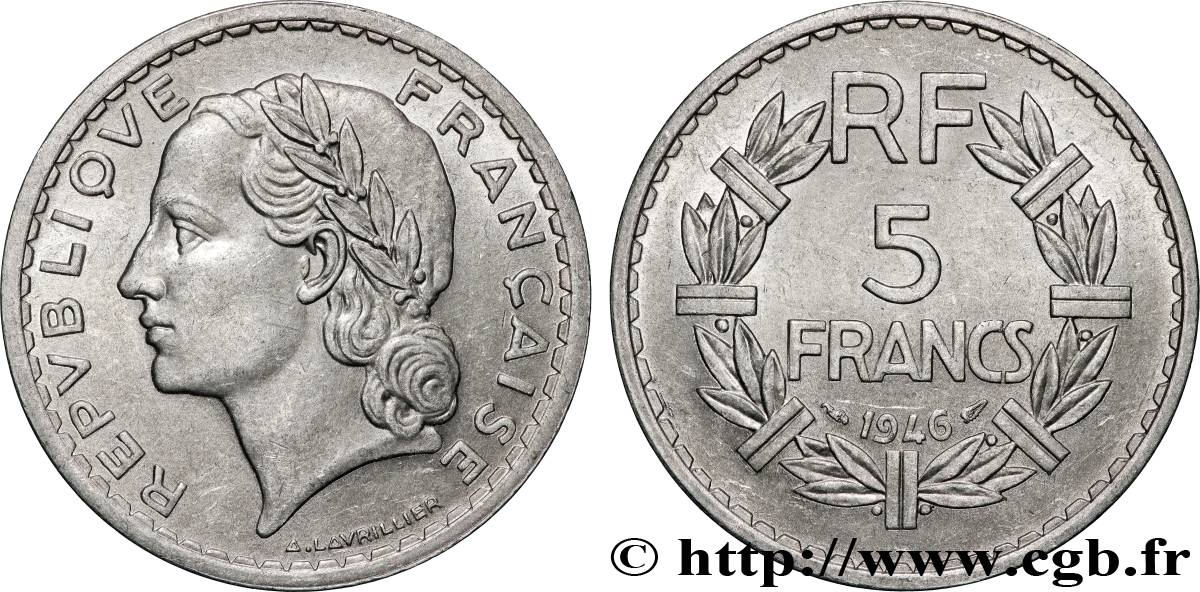 5 francs Lavrillier, aluminium 1946  F.339/6 XF 