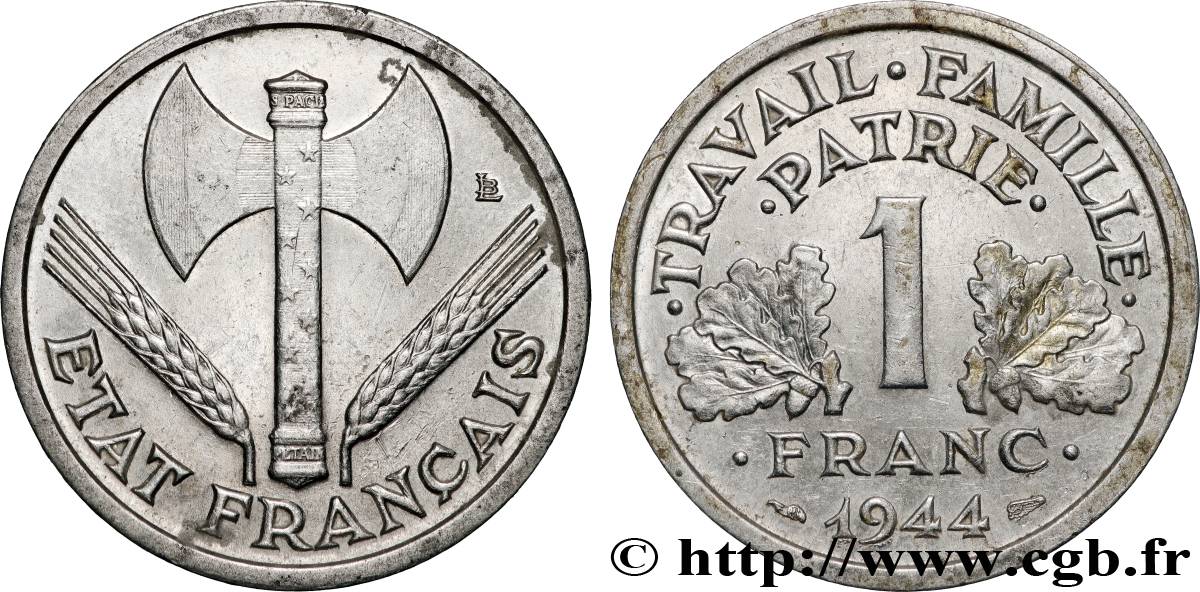 1 franc Francisque, légère 1944  F.223/5 SUP 