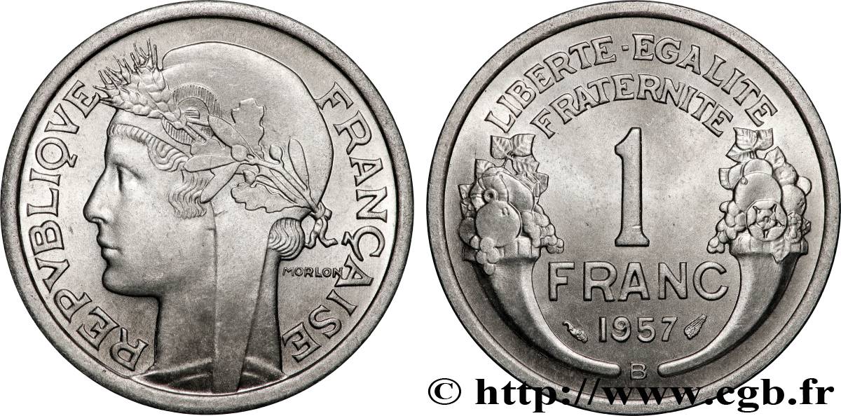 1 franc Morlon, légère 1957 Beaumont-Le-Roger F.221/20 VZ+ 