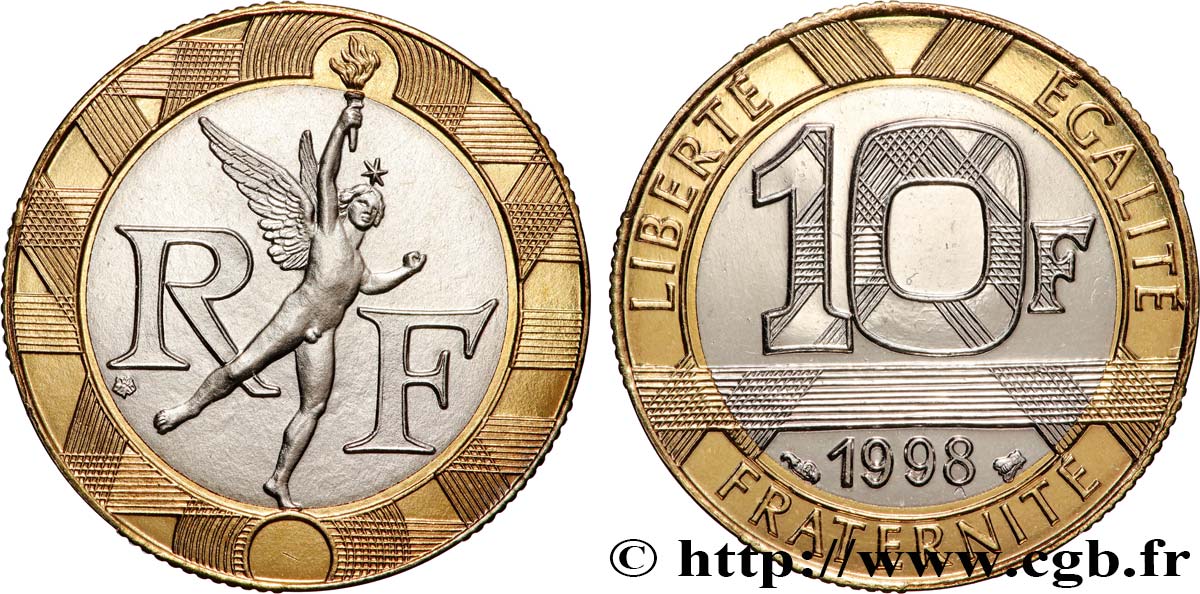 10 francs Génie de la Bastille, BU (Brillant Universel) 1998 Pessac F.375/15 MS 