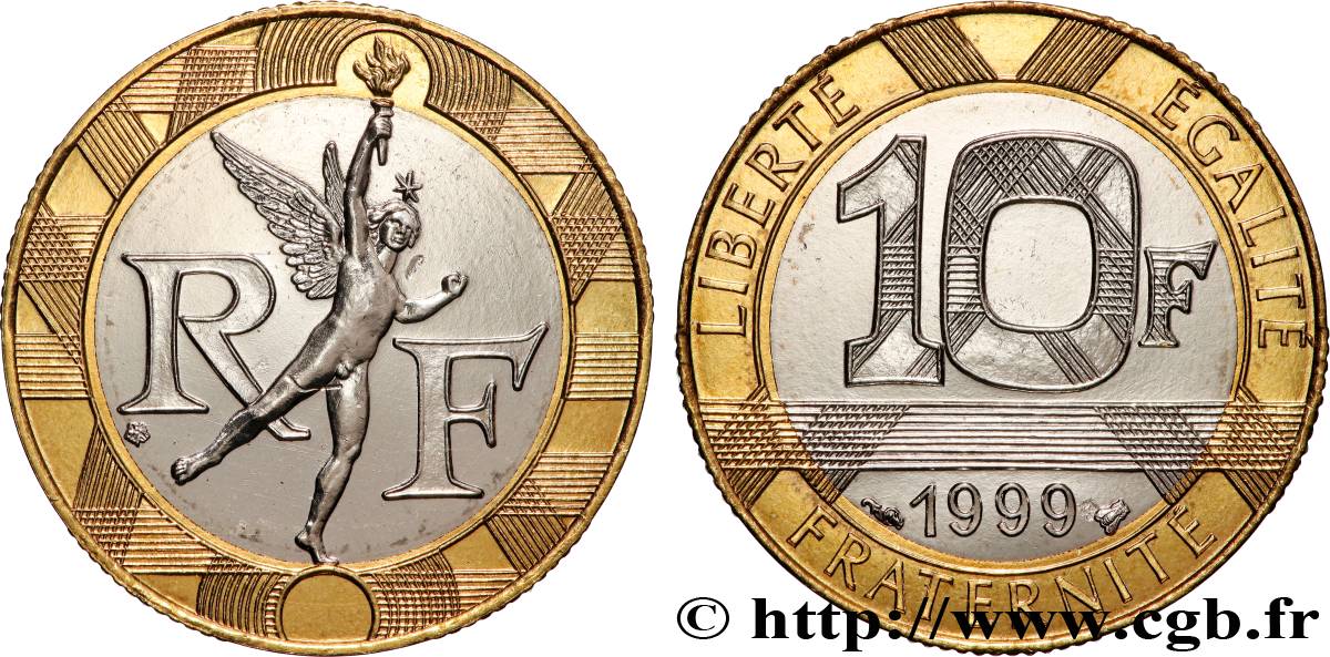 10 francs Génie de la Bastille, BU (Brillant Universel) 1999 Pessac F.375/16 MS 
