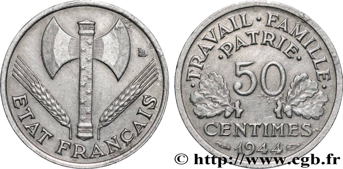 50 centimes Francisque, légère 1944  F.196/4 XF 
