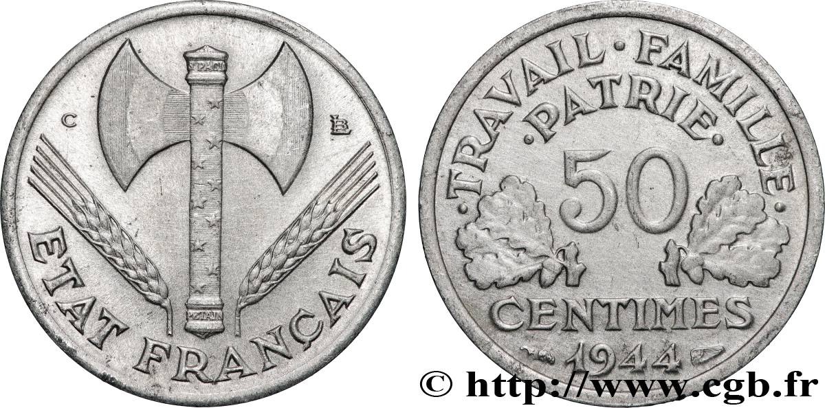 50 centimes Francisque, légère 1944 Castelsarrasin F.196/6 q.SPL 