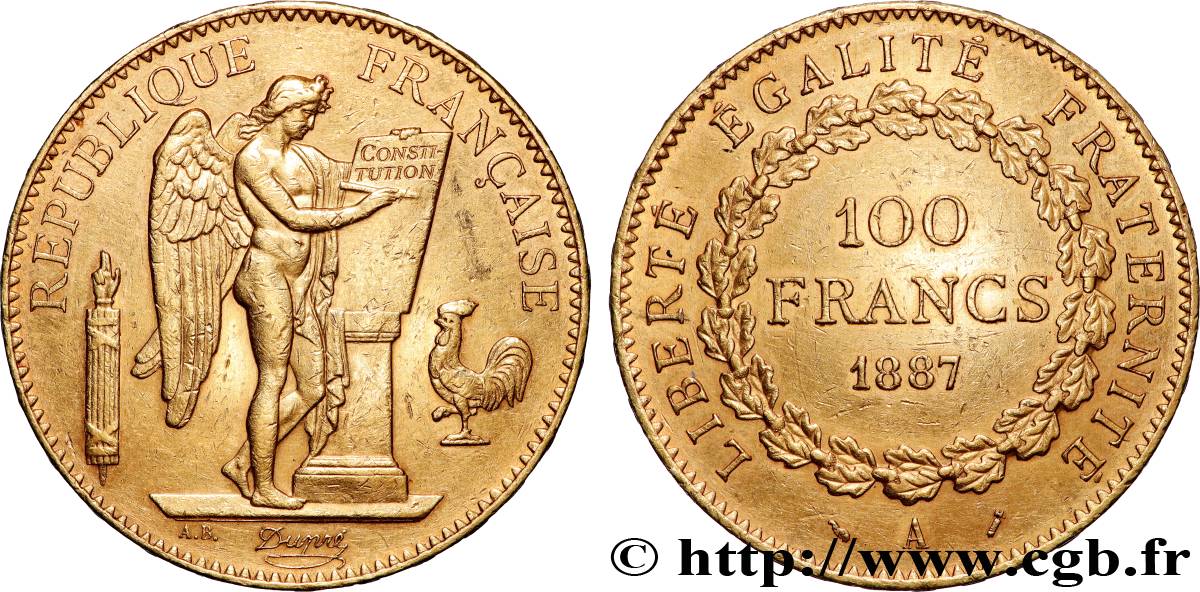 100 francs génie tranche inscrite en relief Dieu protège la France 1887 Paris F.552/8 AU 