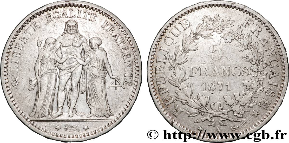 5 francs Hercule 1871 Paris F.334/2 TB+ 