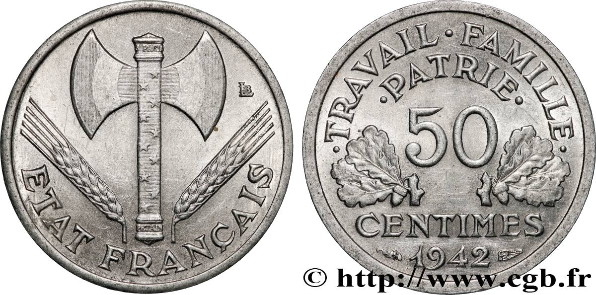 50 centimes Francisque, lourde 1942 Paris F.195/3 MS 
