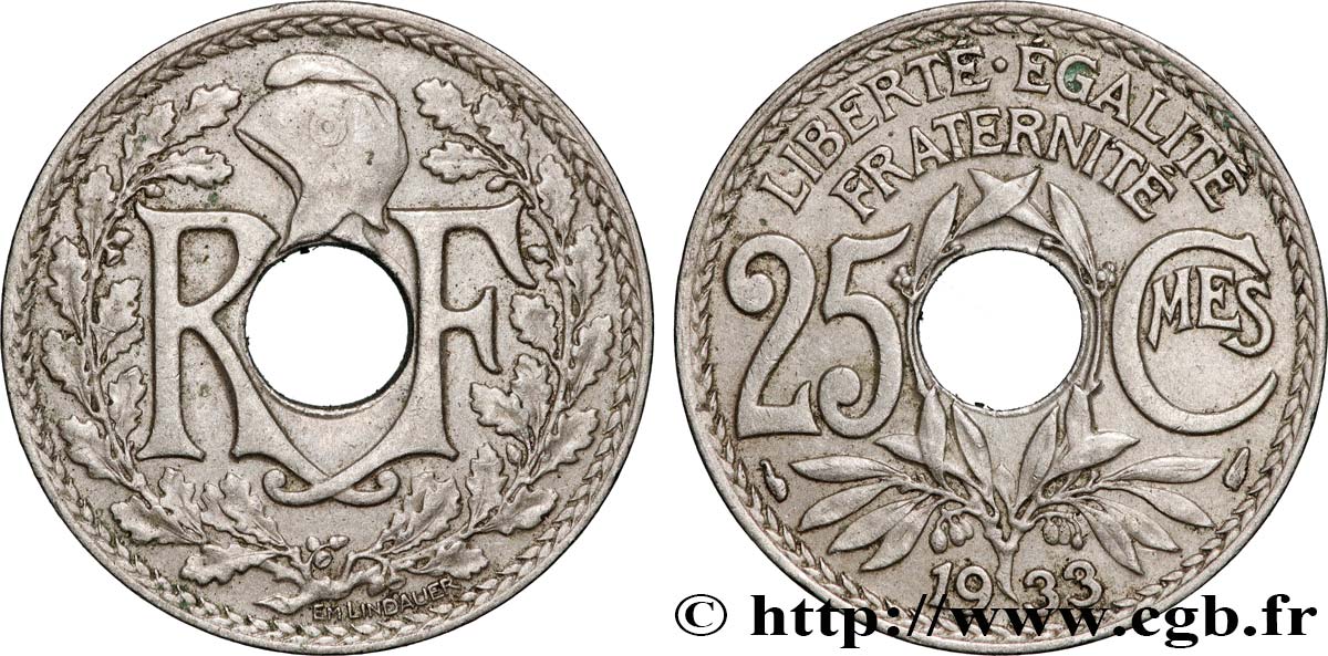 25 centimes Lindauer 1933  F.171/17 TTB+ 
